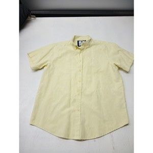 Santa Fe Polo Button Up Shirt Mens L Yellow Short Sleeve Cotton Casual